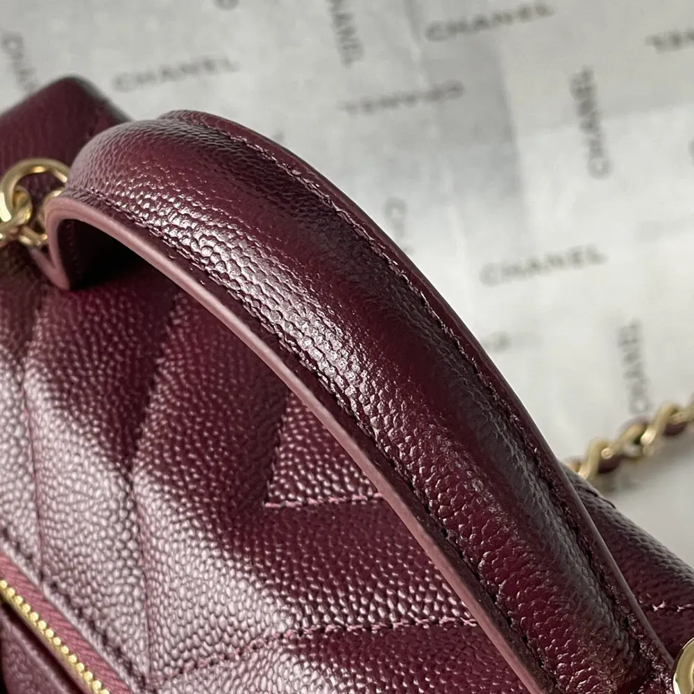 Chanel Women Vanity With Chain Grained Shiny Calfskin & Gold-Tone Metal