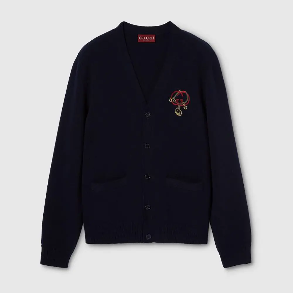 Knit Wool Cardigan with Embroidery 853131XKFC7