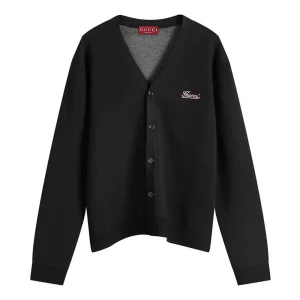 Gucci Women Script Logo Cardigan in Black