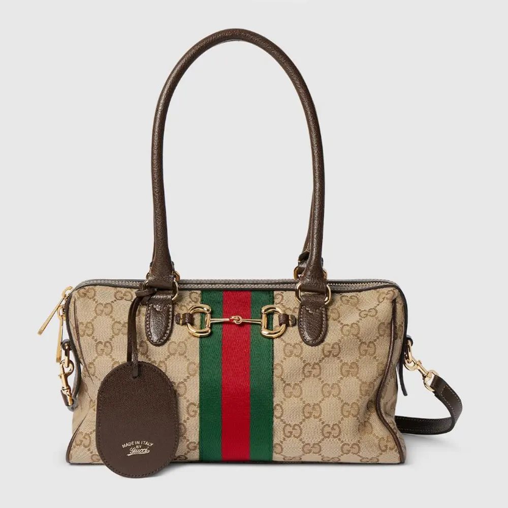 Gucci Unisex Borsetto Medium Boston Bag-Sand and Dark Brown ‎866732FAFV9