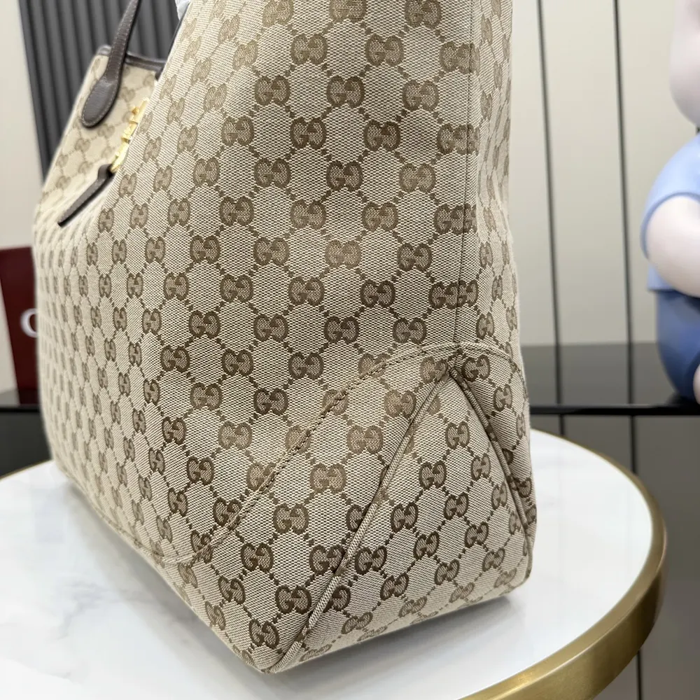 Gucci Unisex Jackie Large Tote Bag-Dark Brown-867014FAFV2