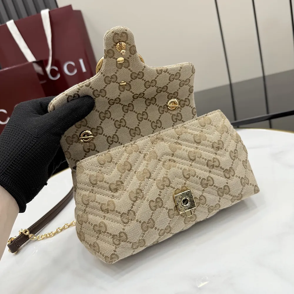 Gucci Women GG Marmont Mini Shoulder Bag-Dark Brown 867360FAF05