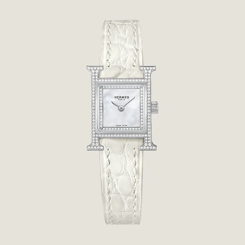 Hermes Women Heure H Watch Mini Model 21 mm-White W057250WW00