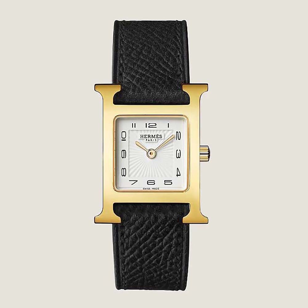 Hermes Women Heure H Watch Small Model Quartz Movement 25 mm in Steel-Black
