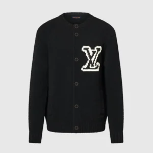 Louis Vuitton LV Women Chunky Intarsia Signature Cardigan-Black 1AJBXP