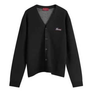 Gucci Women Script Logo Cardigan in Black