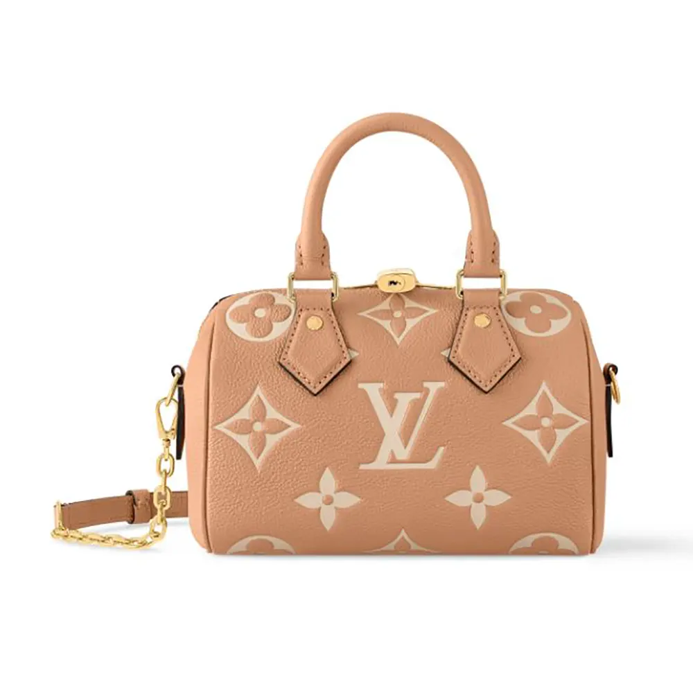 Louis Vuitton Women LV Speedy Bandouliere 20 Brown Monogram Empreinte Embossed Cowhide
