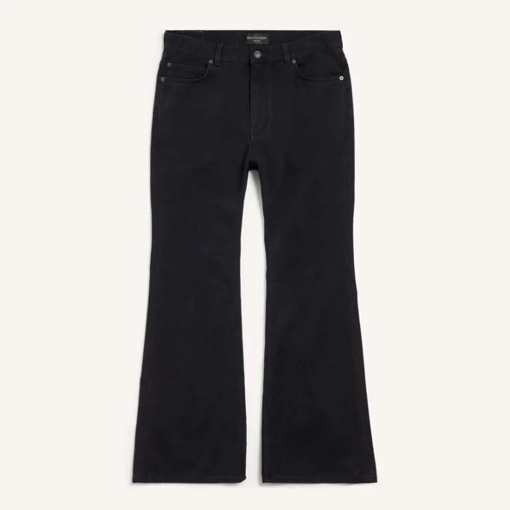 Balenciaga Women Flared Pants in Black Soft Hand Italian Denim-Black 790405TQ