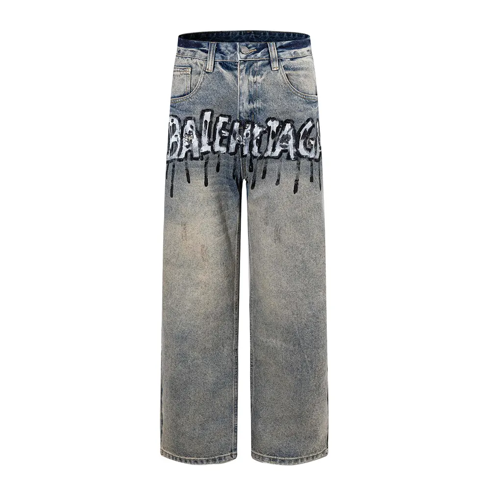 Balenciaga Women Relaxed Fit Pants in Blue Cotton Denim