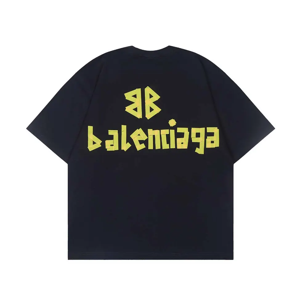Balenciaga Men Tape Type Medium Fit T-Shirt in Black Vintage Jersey