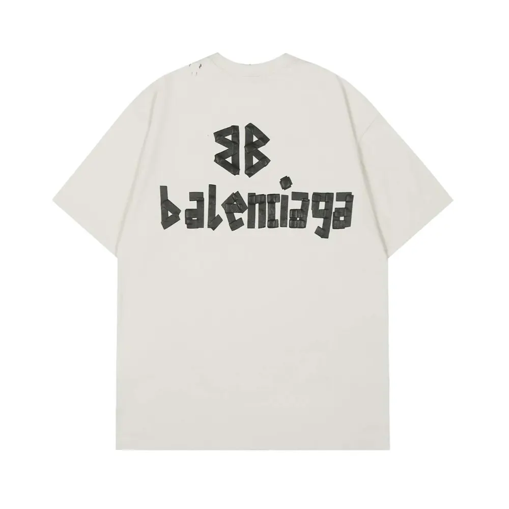 Balenciaga Women Tape Type Medium Fit T-Shirt in White Vintage Jersey