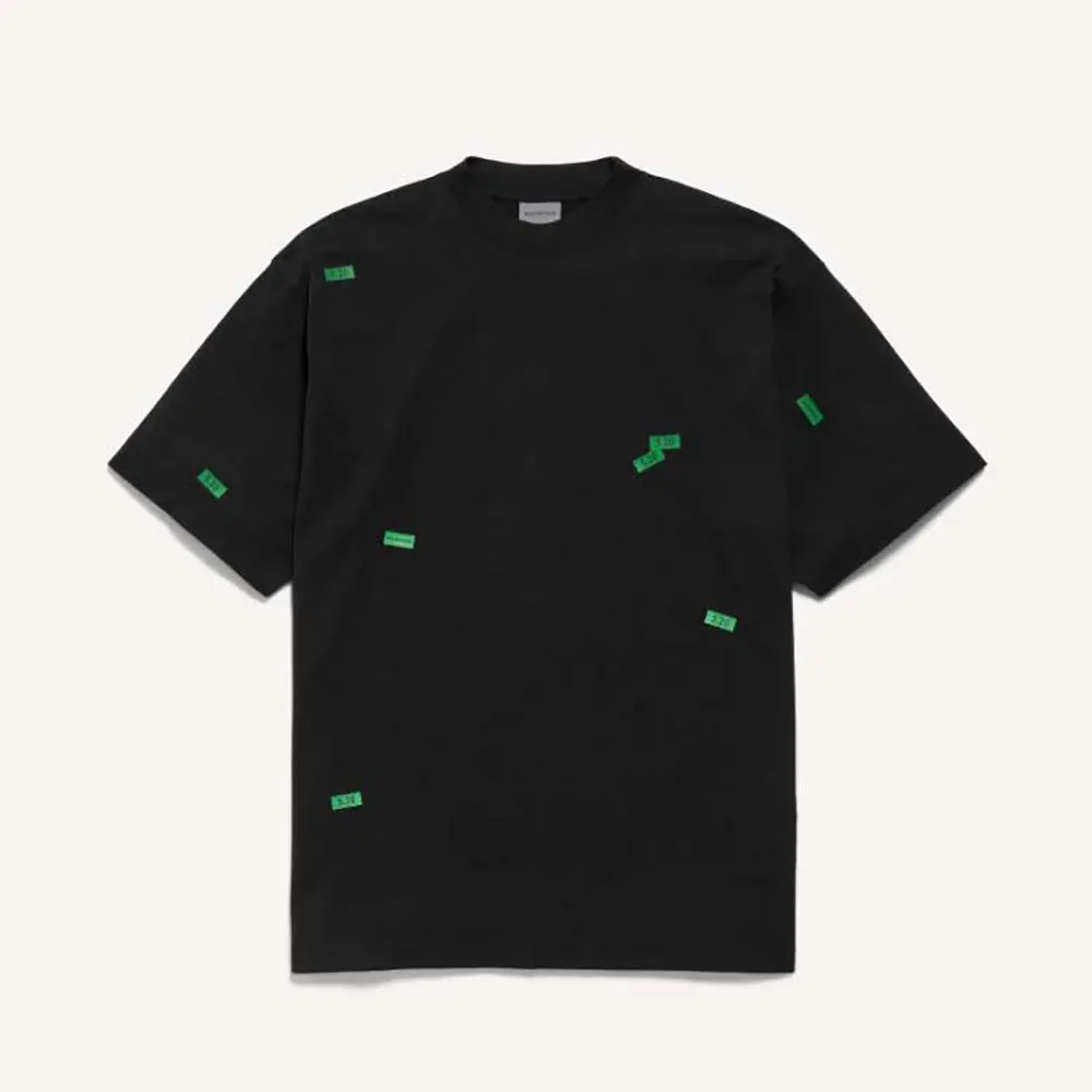 520 Stickers Medium Fit T-Shirt in Black and Green Dry Jersey