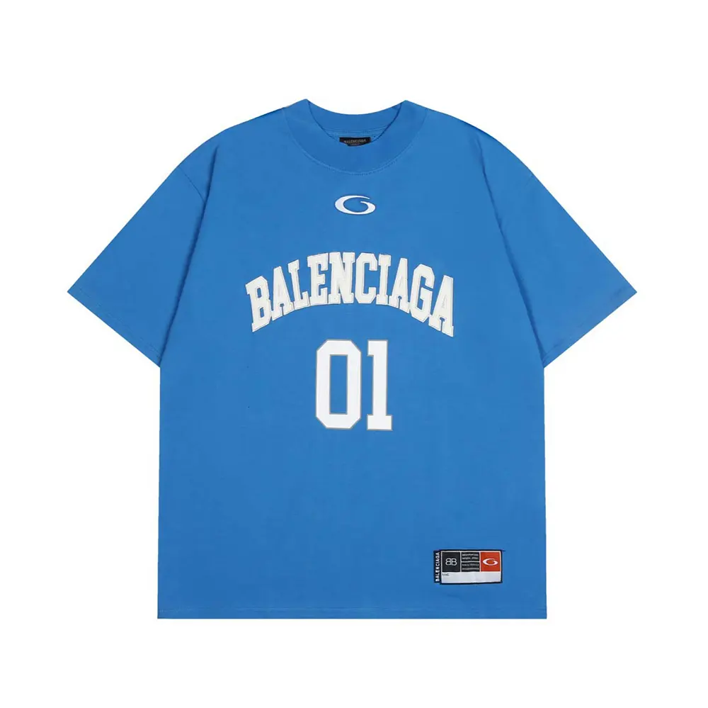 Balenciaga Men Basketball Series – Oversized T-Shirt In Washed Blue Vintage Jersey