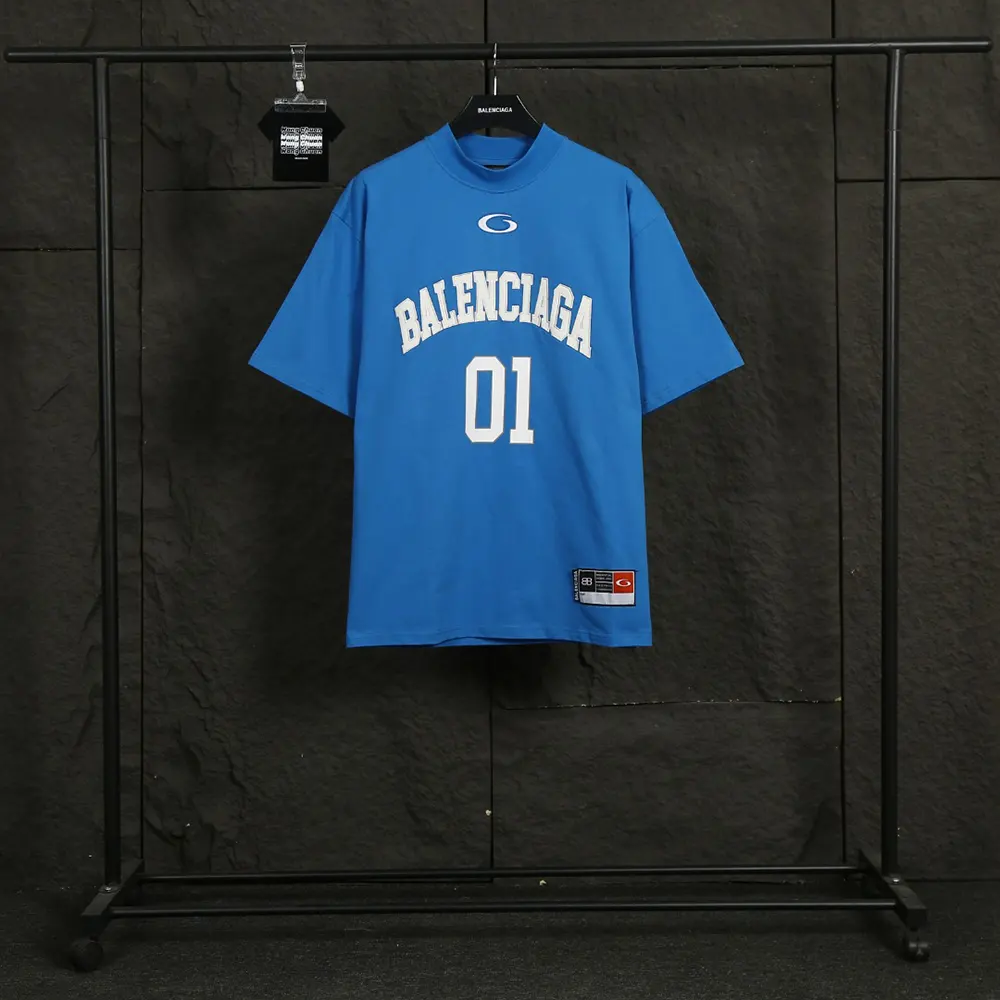 Balenciaga Men Basketball Series – Oversized T-Shirt In Washed Blue Vintage Jersey