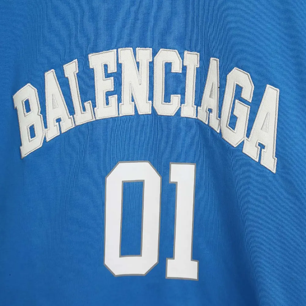 Balenciaga Men Basketball Series – Oversized T-Shirt In Washed Blue Vintage Jersey