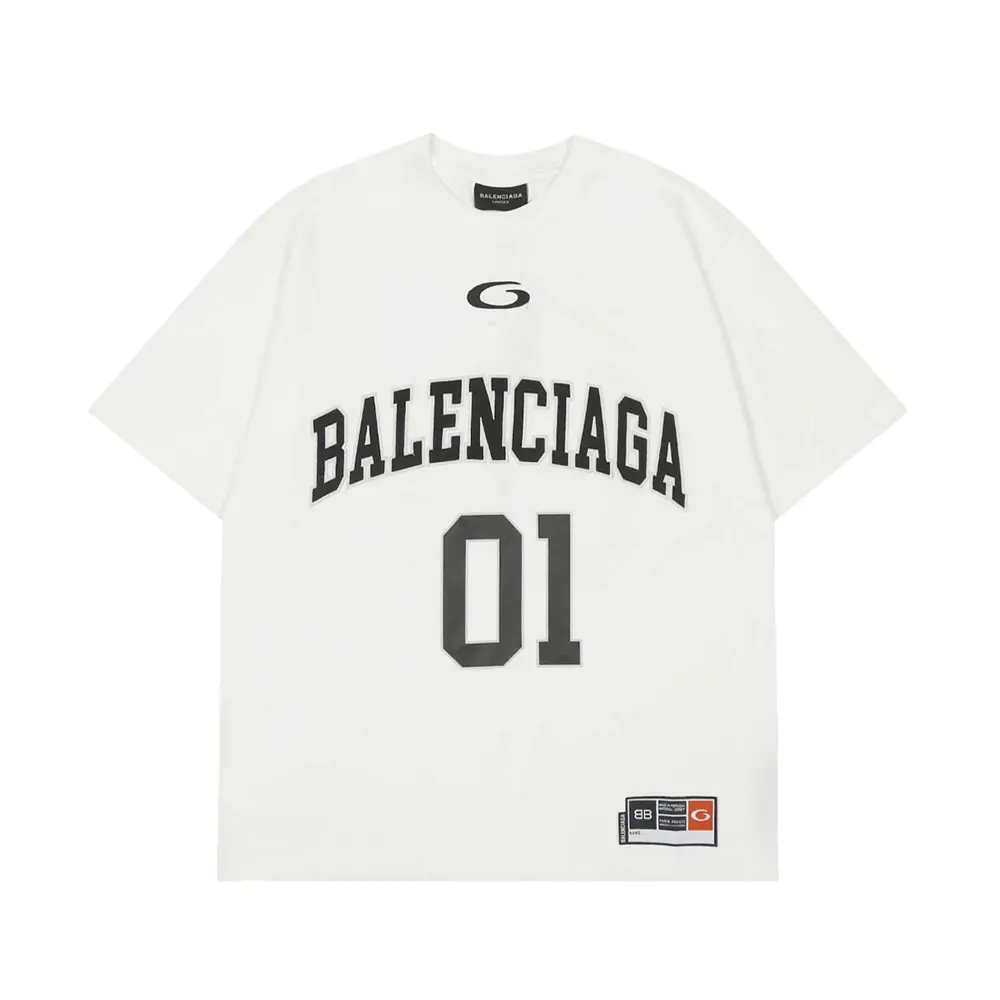 Balenciaga Men Basketball Series – Oversized T-Shirt In Washed White Vintage Jersey