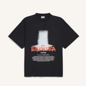 Balenciaga Men The Door Oversized T-Shirt in Black Dry Jersey 850345TU