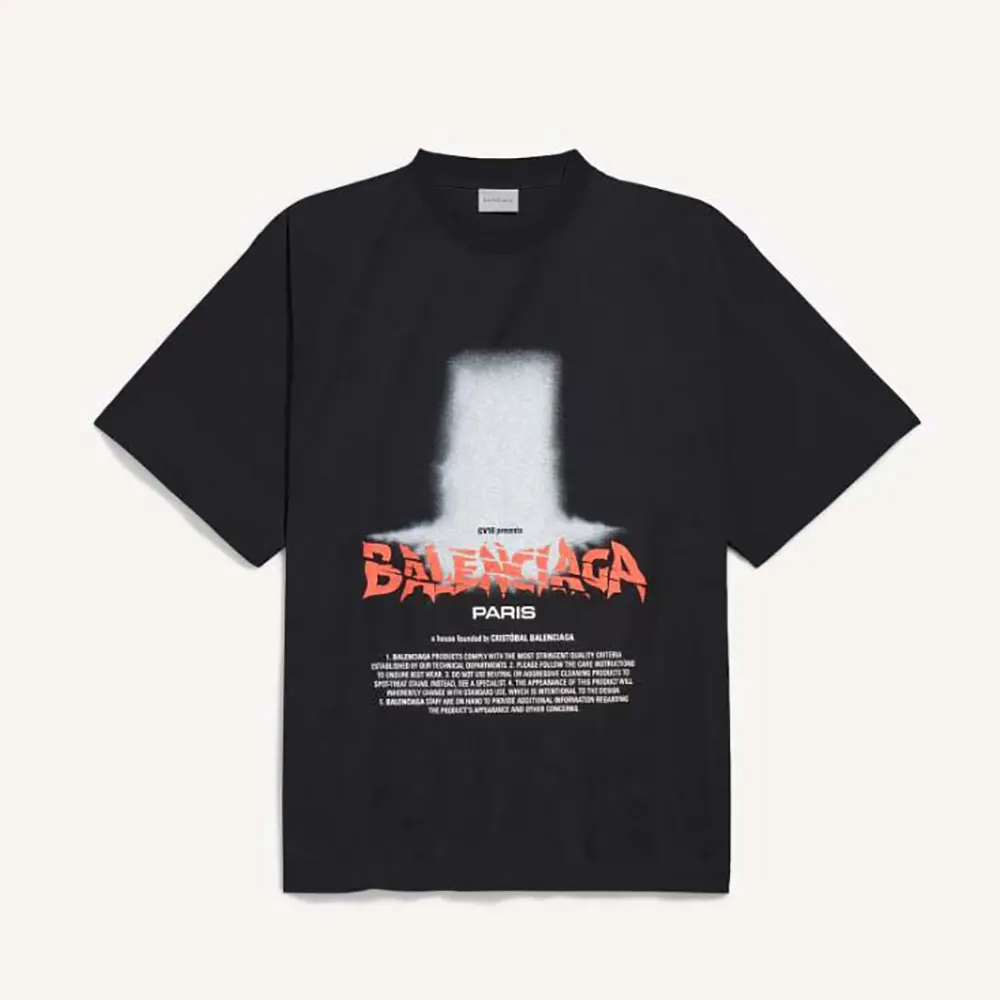 Balenciaga Men The Door Oversized T-Shirt in Black Dry Jersey 850345TU