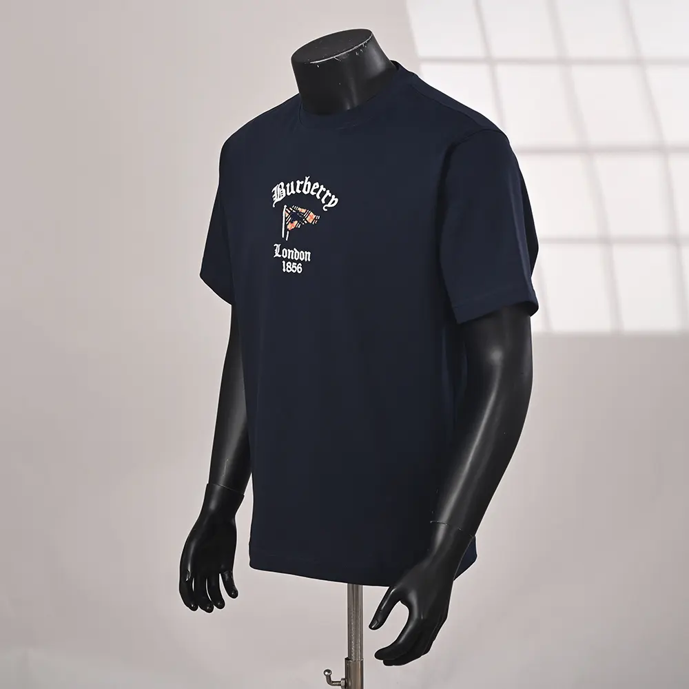 Burberry Men Check Flag Cotton T-shirt-Black 81303401