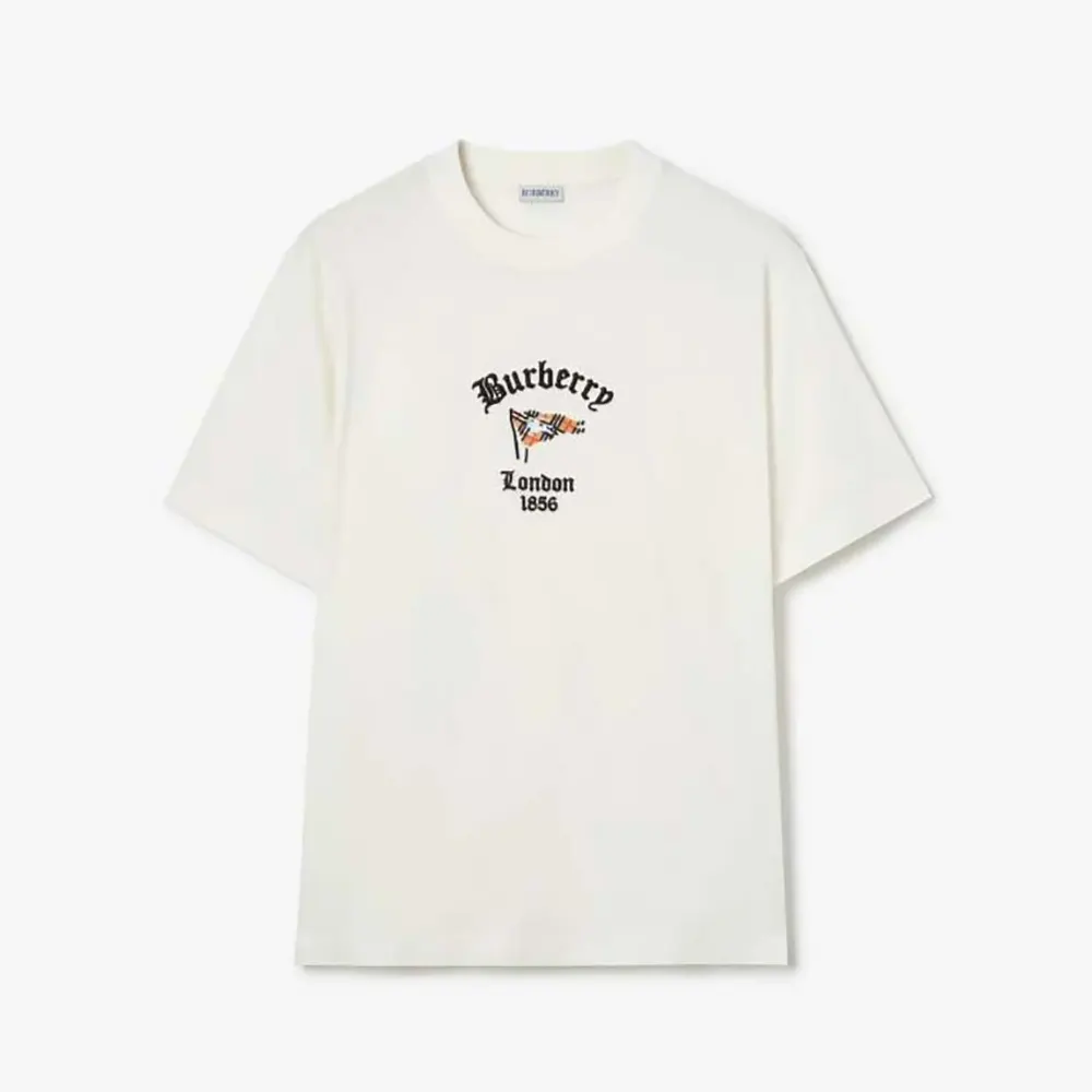 Burberry Women Check Flag Cotton T-shirt-White 81281971