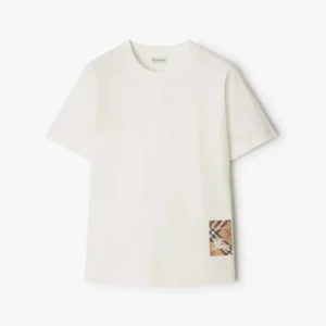 Check Label Cotton T-shirt-White 81048861