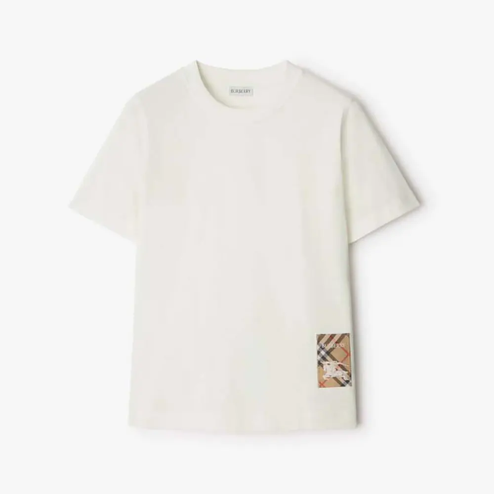 Check Label Cotton T-shirt-White 81048861