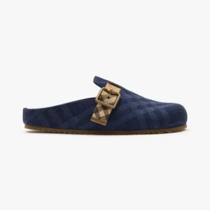 Burberry Unisex Check Denim Urchin Clogs-Navy 81238251