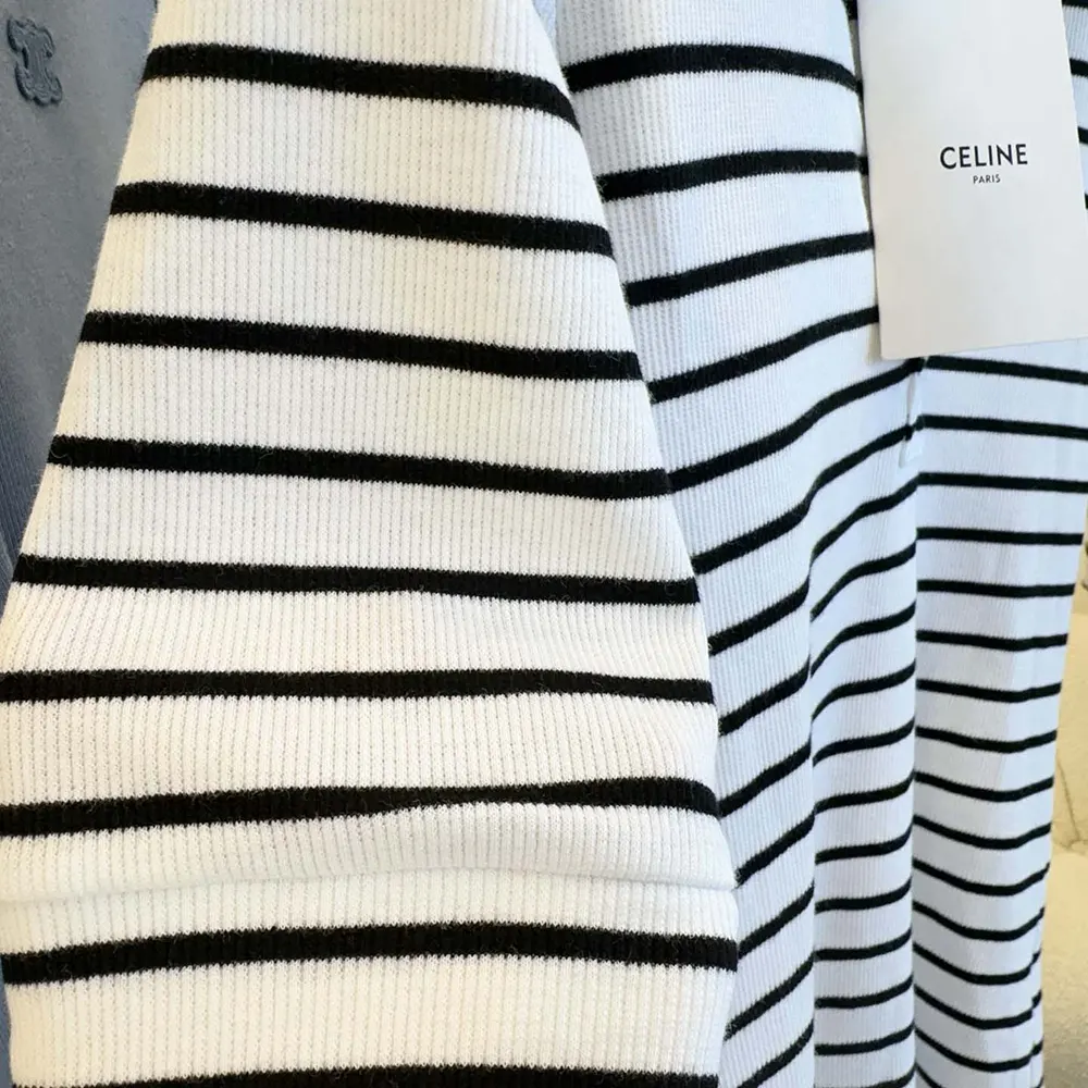 Celine Women Polo Shirt in Striped Silk Jersey RX0LN809W