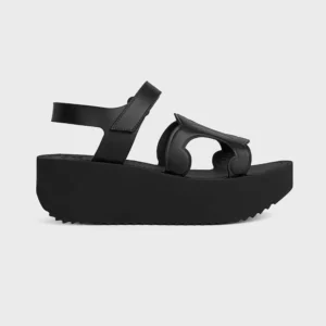 Celine Women Sunny Sandal In Calfskin – Vegetal Tanning-Black 367635348C