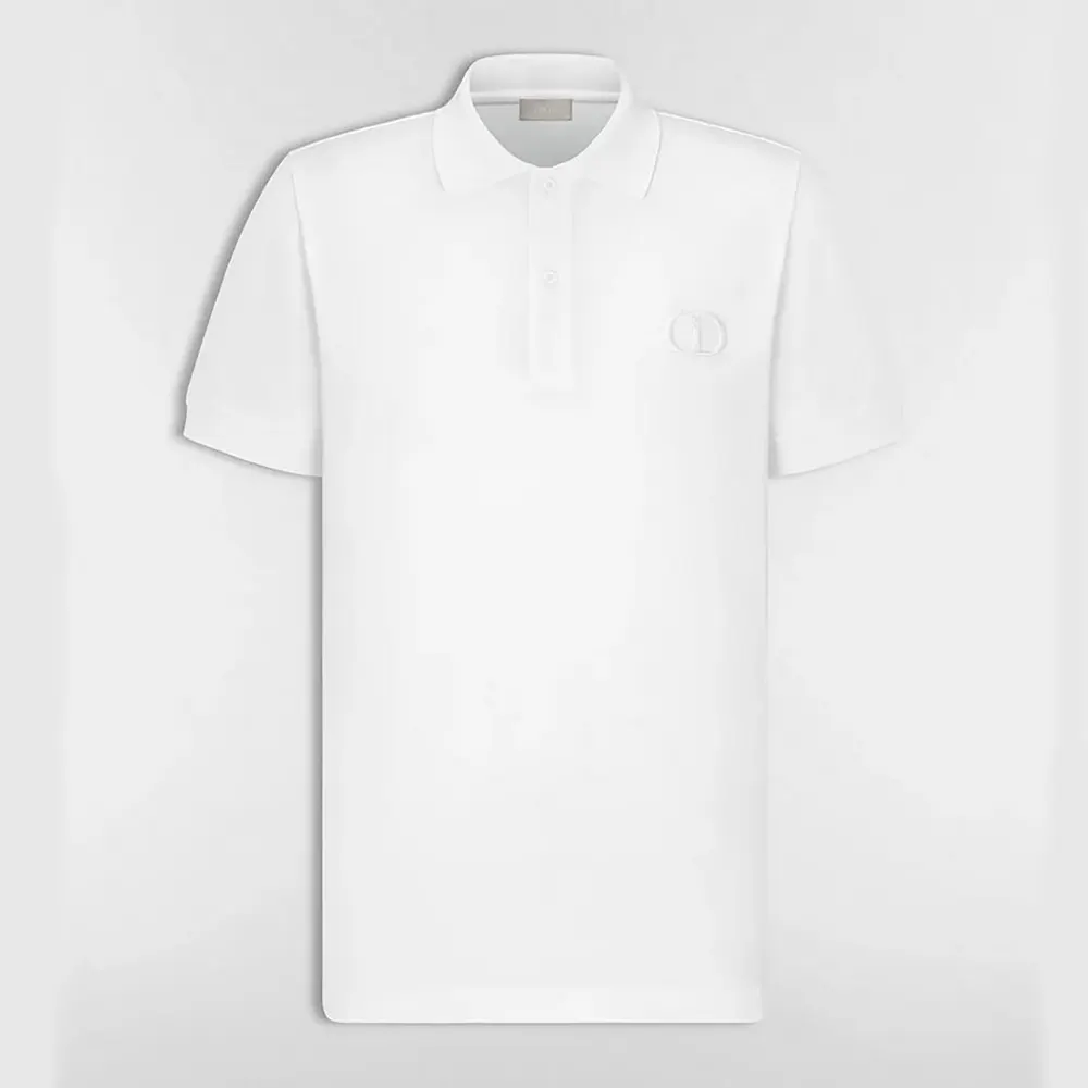 Dior Men CD Icon Polo Shirt White Cotton Piqué 013J800A0373
