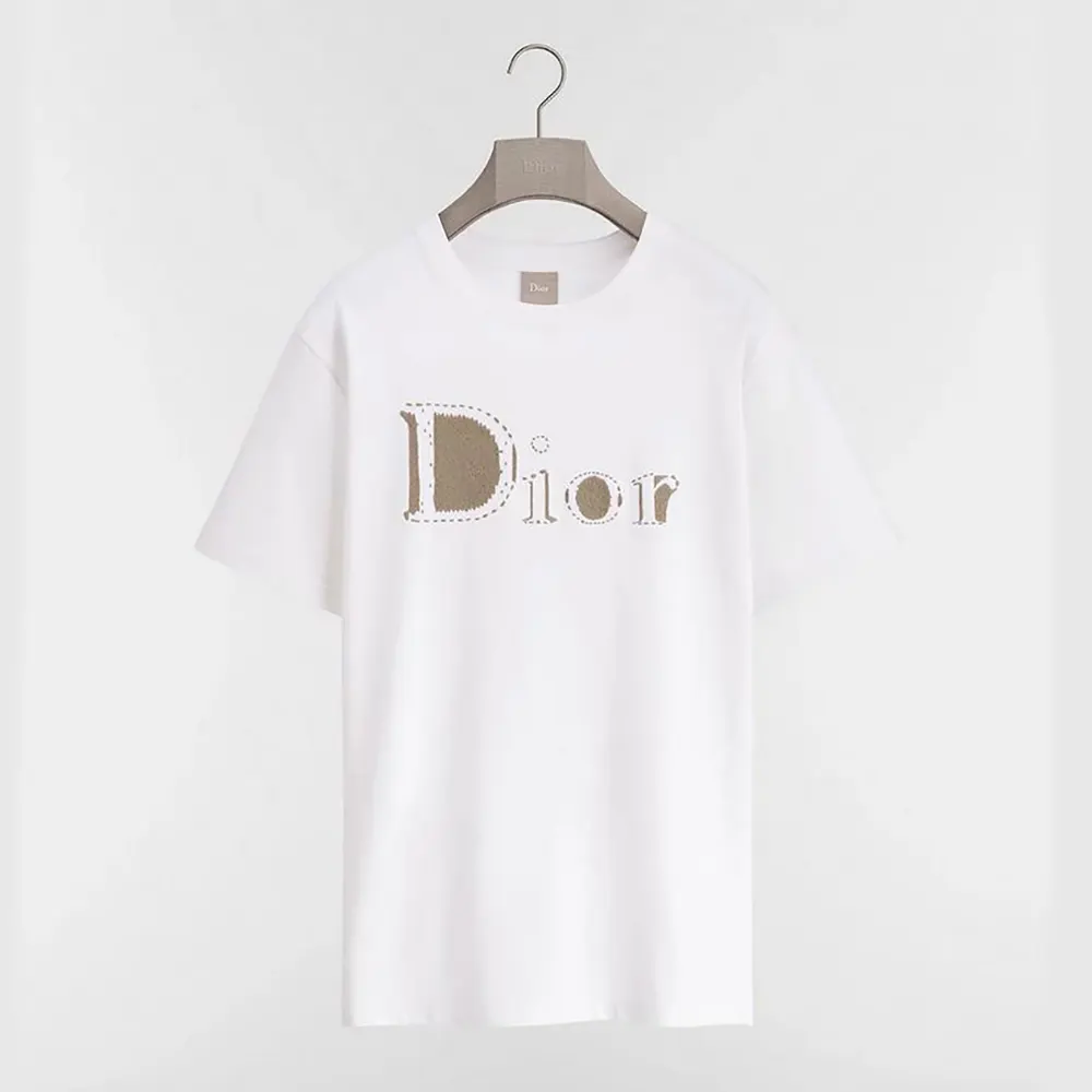 Dior Women Reverse T-Shirt Relaxed Fit White Cotton Jersey 683J668B3036