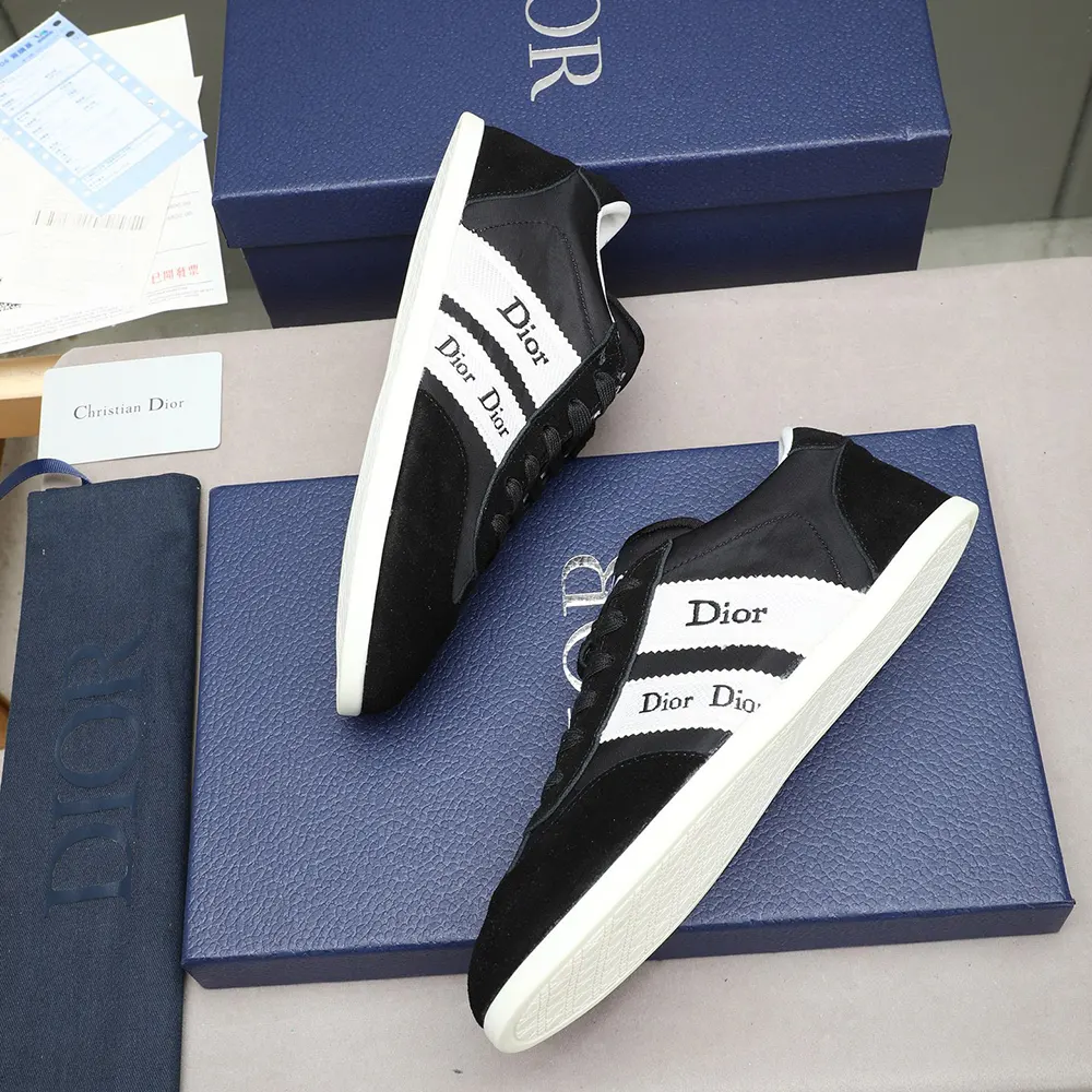Dior Unisex Ribbon Sneaker Black Suede Calfskin and Technical Fabric KCK554TFS