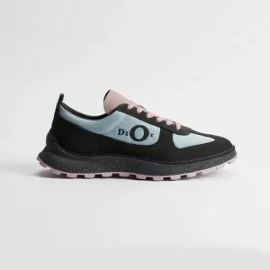 Dior Unisex Squash Sneaker Gray and Pink Suede Calfskin with Light Blue Technical Fabric
