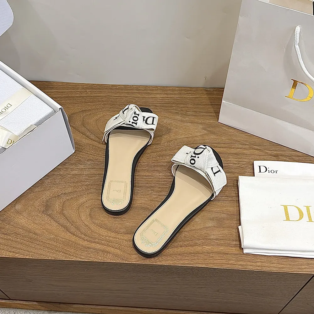 Dior Women J’Adior Slide Black Embroidered Cotton KDO707LEC