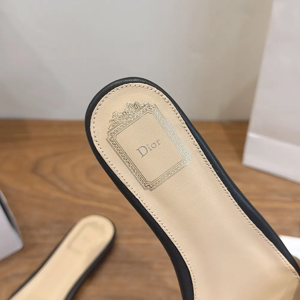 Dior Women J’Adior Slide Black Embroidered Cotton KDO707LEC