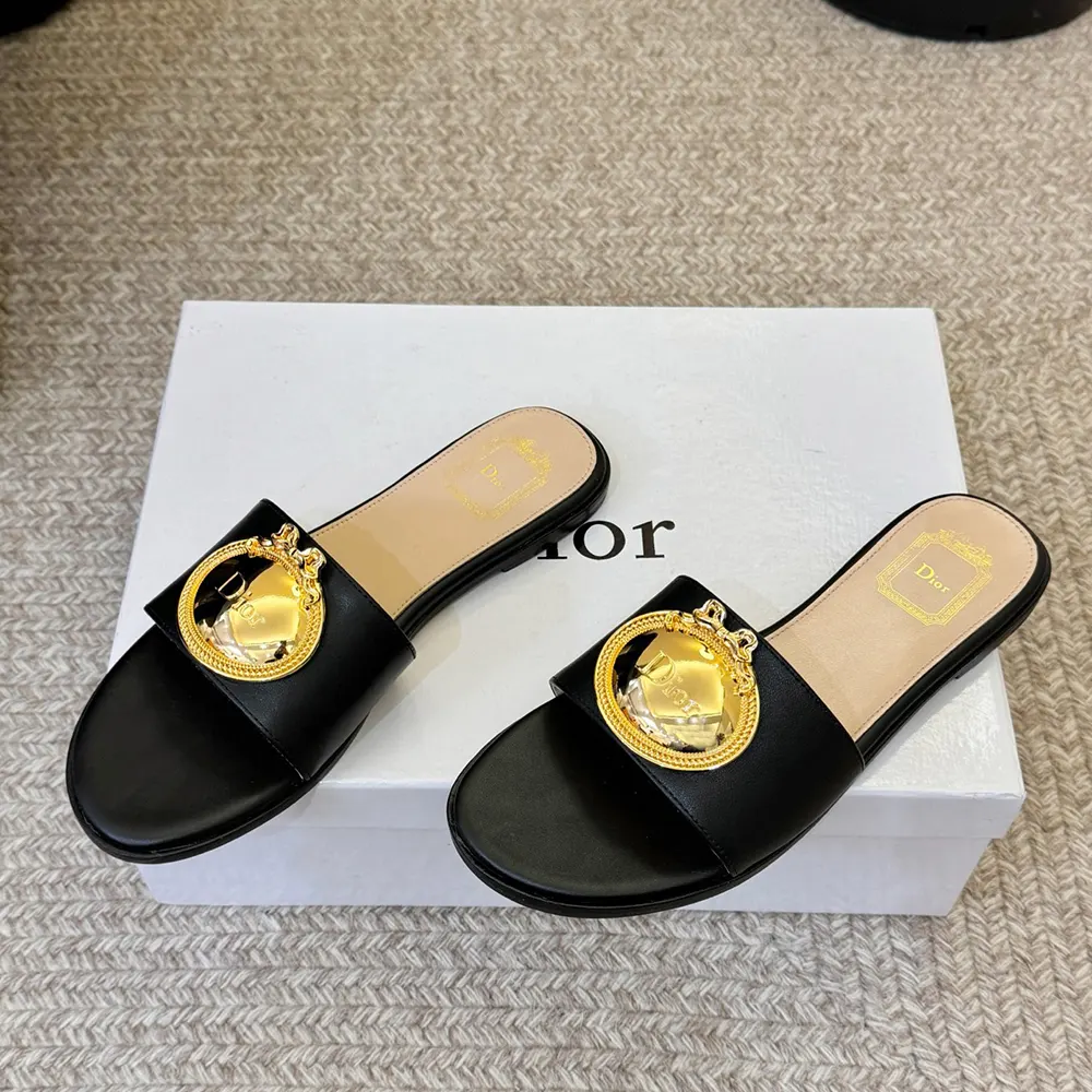 Dior Women Médaillon Buckle Slide Black Lambskin KCO694LAB - Image 3