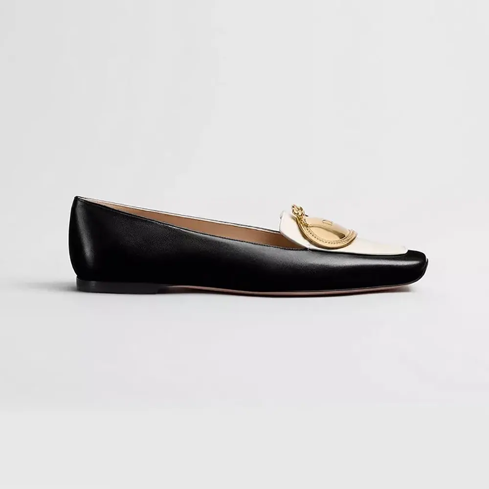 Dior Women Médaillon Loafer Black and White Lambskin KDF215LAB
