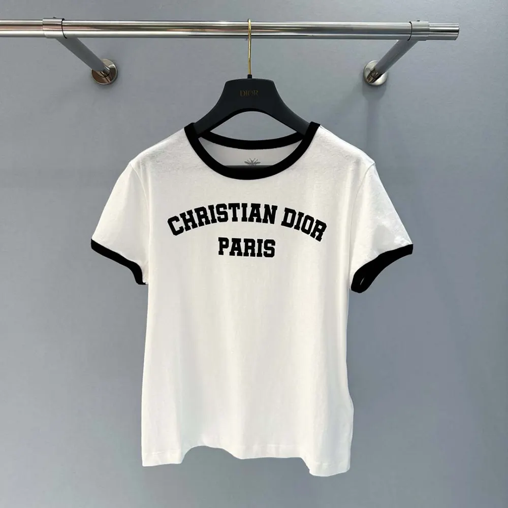 Dior Men T-Shirt White and Black Cotton and Linen Jersey 513T07B4222