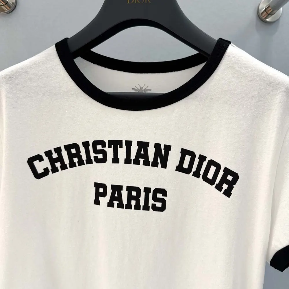 Dior Men T-Shirt White and Black Cotton and Linen Jersey 513T07B4222