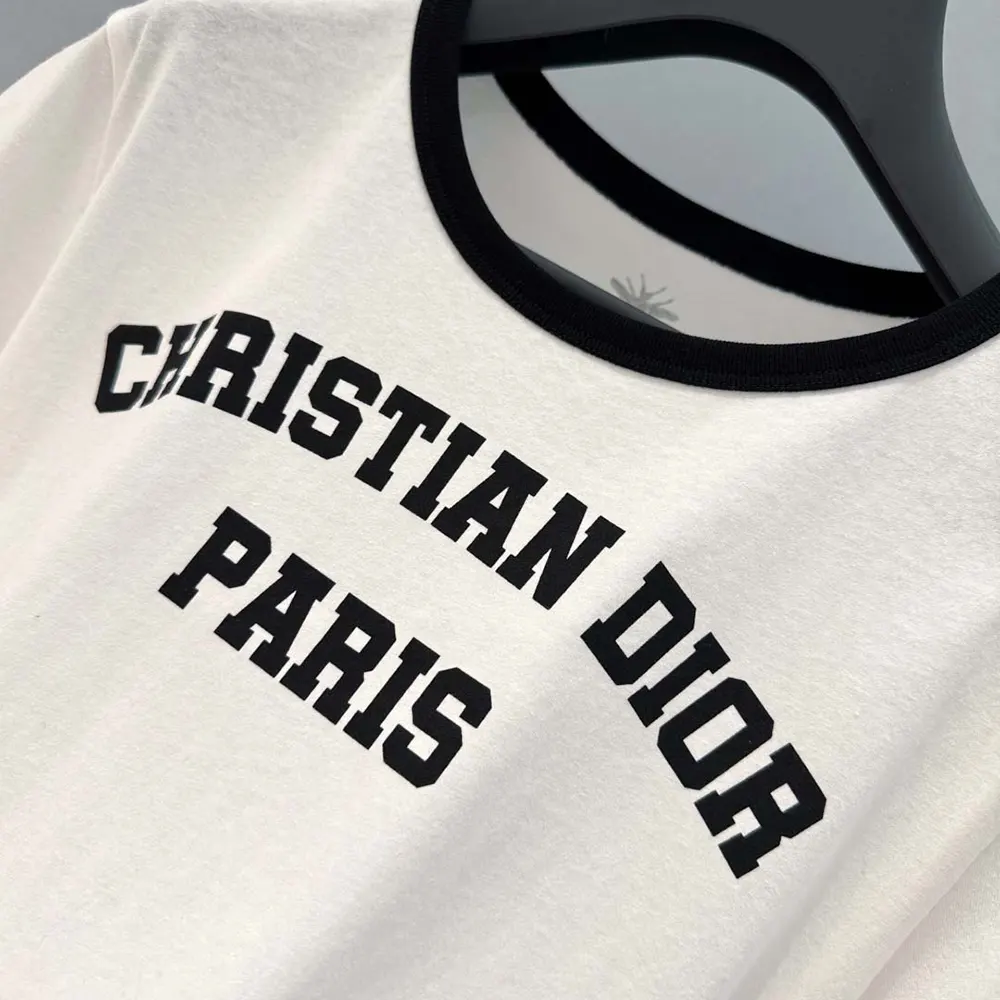 Dior Men T-Shirt White and Black Cotton and Linen Jersey 513T07B4222