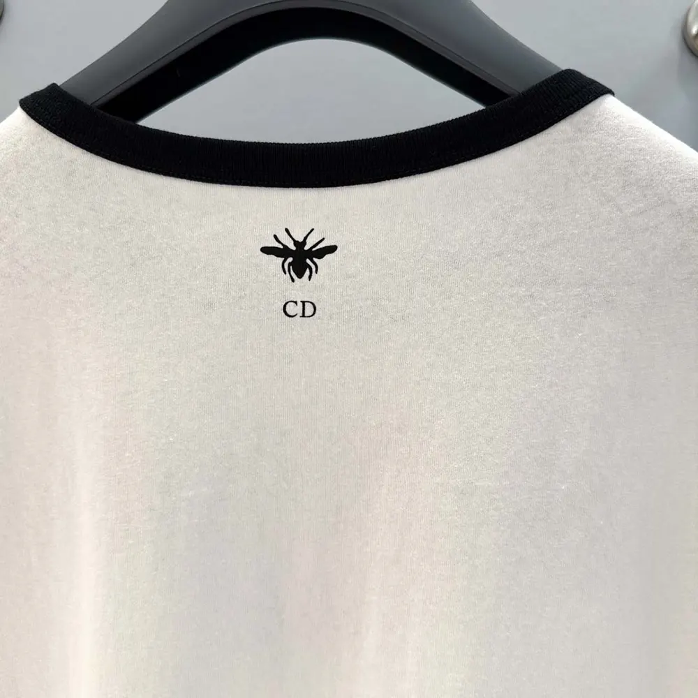 Dior Men T-Shirt White and Black Cotton and Linen Jersey 513T07B4222