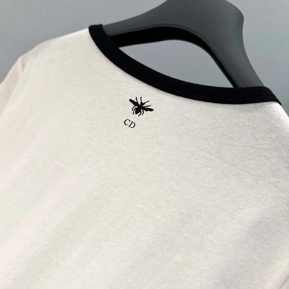 Dior Men T-Shirt White and Black Cotton and Linen Jersey 513T07B4222