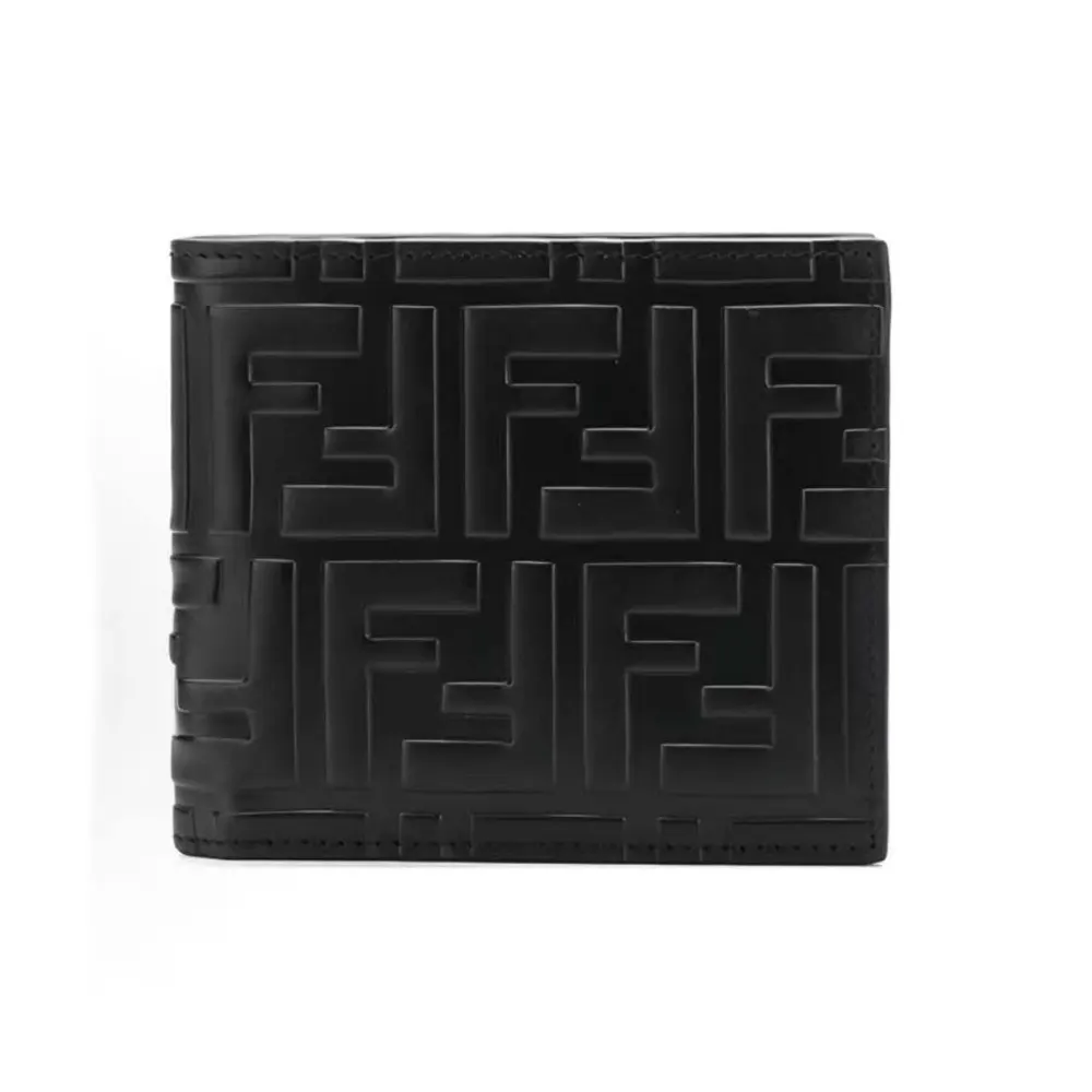 Fendi Men Bi-Fold Wallet in FF Motif Nappa Leather