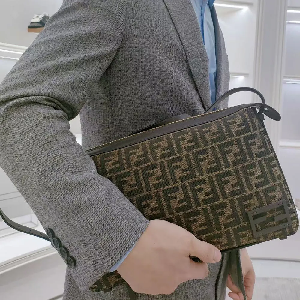Fendi Men Simply FF Shoulder Bag with Fendi Baguette Motif