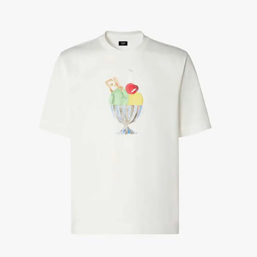 Fendi Women White Cotton T-shirt FY0936B05MF0H0G