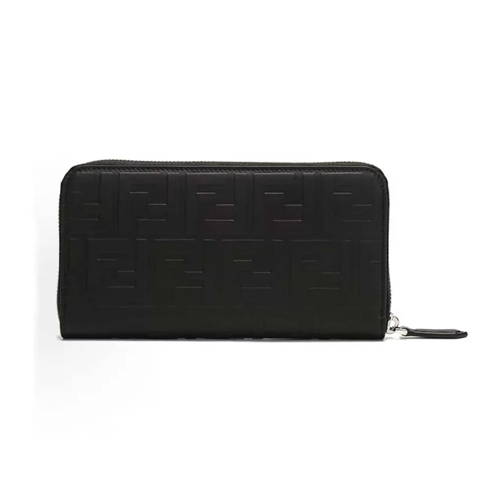 Zip Around Wallet in FF Motif Nappa Leather Black