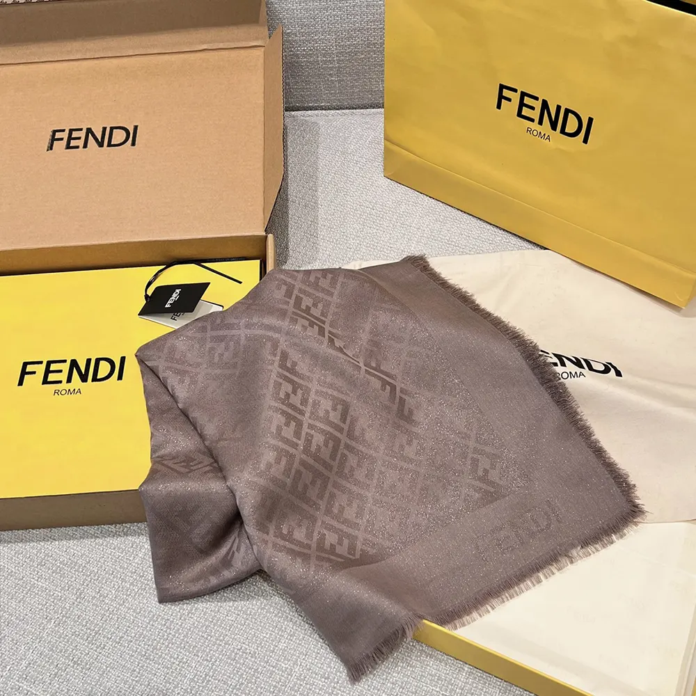 Fendi Unisex FF Shawl Dove Gray Silk and Wool Shawl FXT069AJW7F1N3T