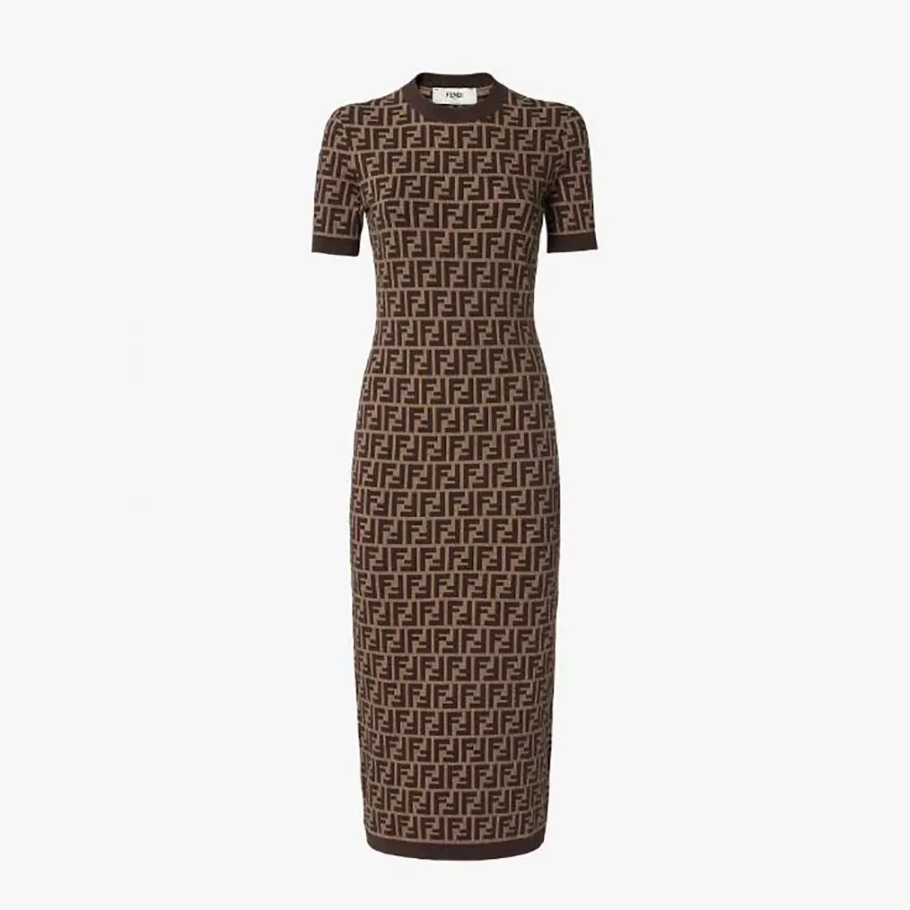 Fendi Women Brown FF Cotton Dress FZDD54ASJTF0GGE