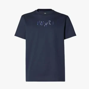 Fendi Men Dark Blue Cotton T-shirt FY1319AUOBF0PTH