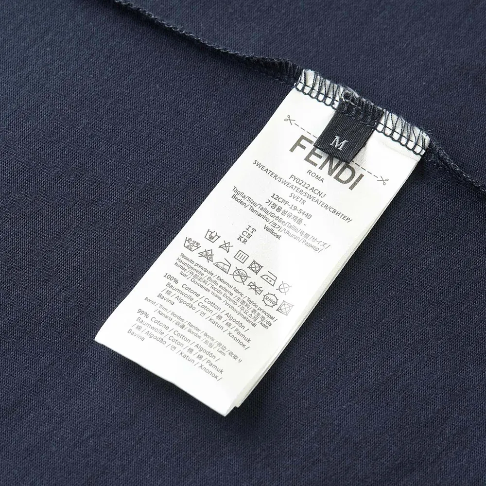 Fendi Men Dark Blue Cotton T-shirt FY1319AUOBF0PTH
